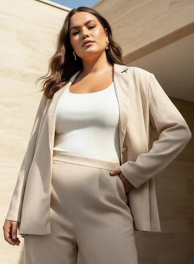  أولا بوبكن Ulla Popken Relaxed Fit Blazer with Textured Design